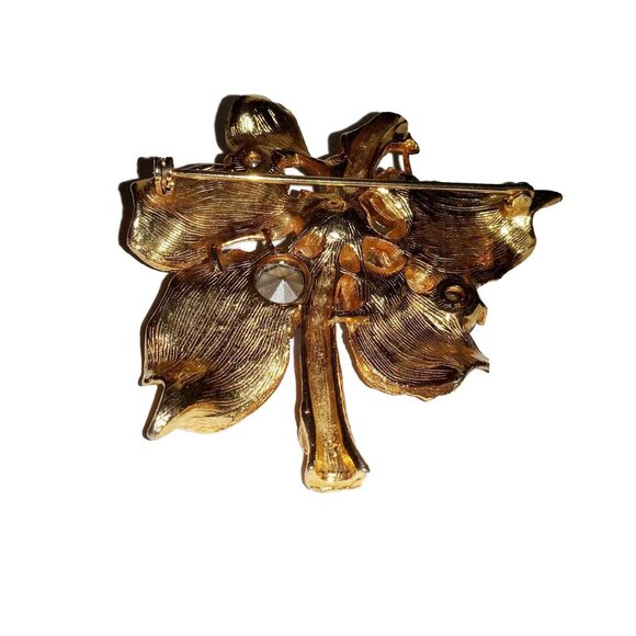 Large Faux Pearls and Aurora Borealis Rhinestone Brooch - Picture 5 of 5